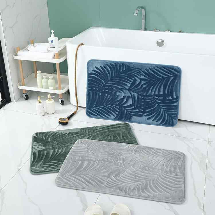 フロアマット 玄関 浴室 キッチン 吸水速乾 低反発 記憶フォーム 滑り止め 洗濯機可 北欧風 幾何学模様 足元マット リビング 寝室 書斎 ダイニング用 ポリエステル製 50×80cm グレー ブルー ダークグリーン(3)