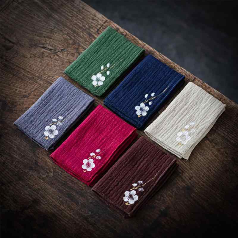 茶巾 手描き 綿麻 和風 厚手 吸水 速乾 布巾 ふきん 禅風 茶道 茶道具 キッチン 台所 清掃 マルチクロス おしゃれ テーブルクロス 雑貨