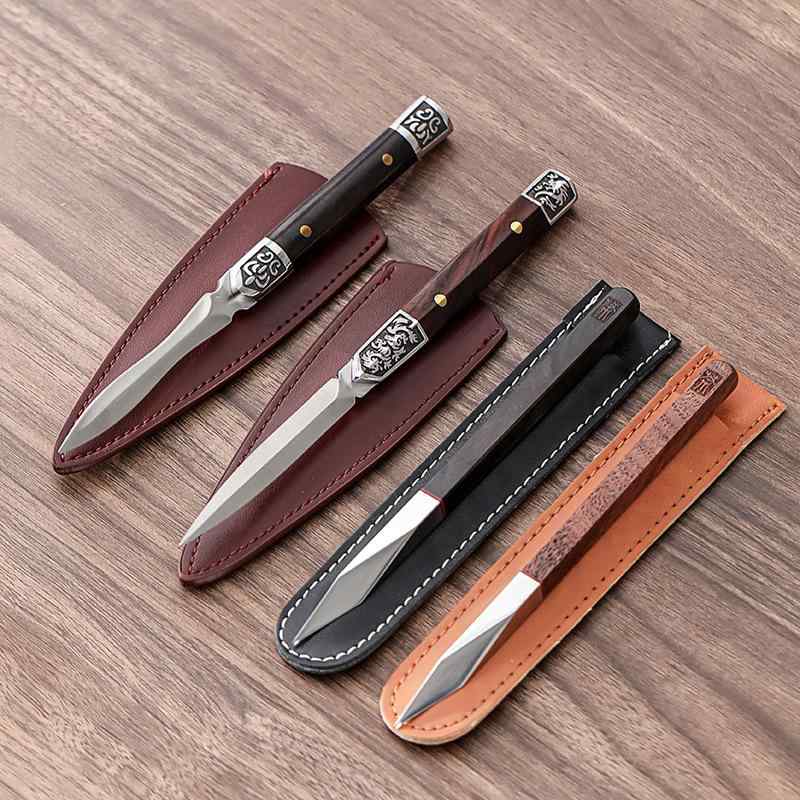 茶道具 プーアル茶刀 手作り 職人技 黒檀 花梨 無垢材 ダマスカス模様鋼 茶葉カッター おしゃれ 茶器ア..