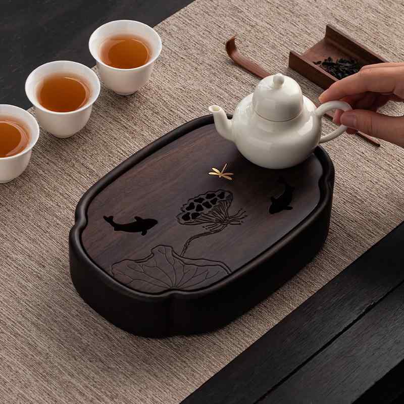 茶道具 黒檀 無垢材 乾泡台 ポット置き ベース 受け皿 コースター 紫砂敷物 新中式 インテリア おしゃ..