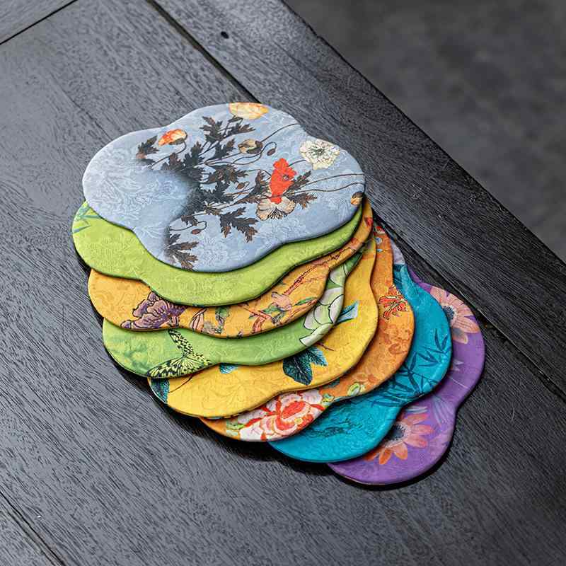 茶席 新中華風 禅風 カイドウ花柄 両面 防水 耐熱 吸水性 布製 茶卓マット 長方形 テーブルセンター ティーマット 食卓 リビング 多機能 インテリア おしゃれ