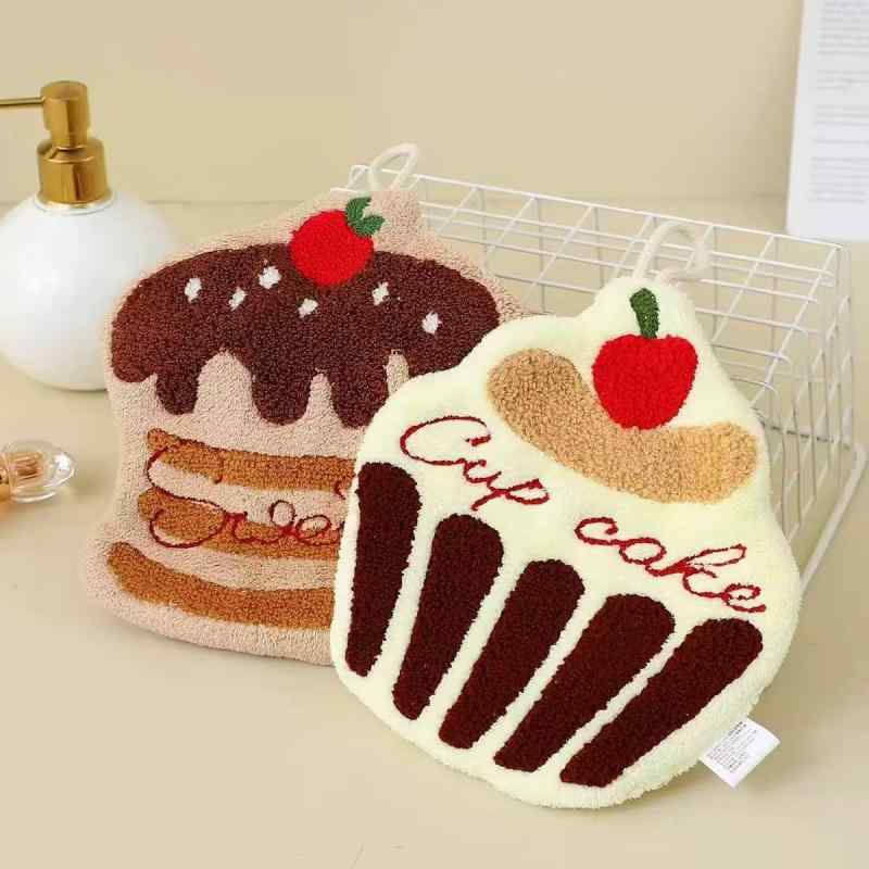 ハンドタオル 子供用 ケーキ型 キャラクター かわいい 吸水速乾 柔らかい 厚手 ふわふわ 毛落ち防止 サ..