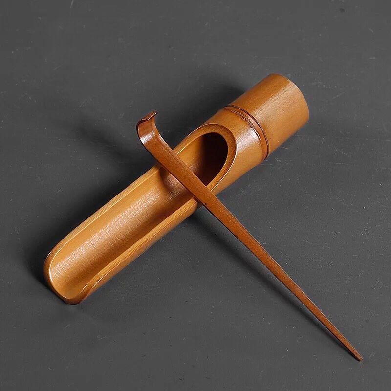 茶道具 炭化竹製 茶則 茶さじ 2点セット 和風 家庭用 普段使い 携帯用 旅行用 アウトドア お茶会 コンパクト 軽量 スリム おしゃれ 天然素材 上品 ミニマル