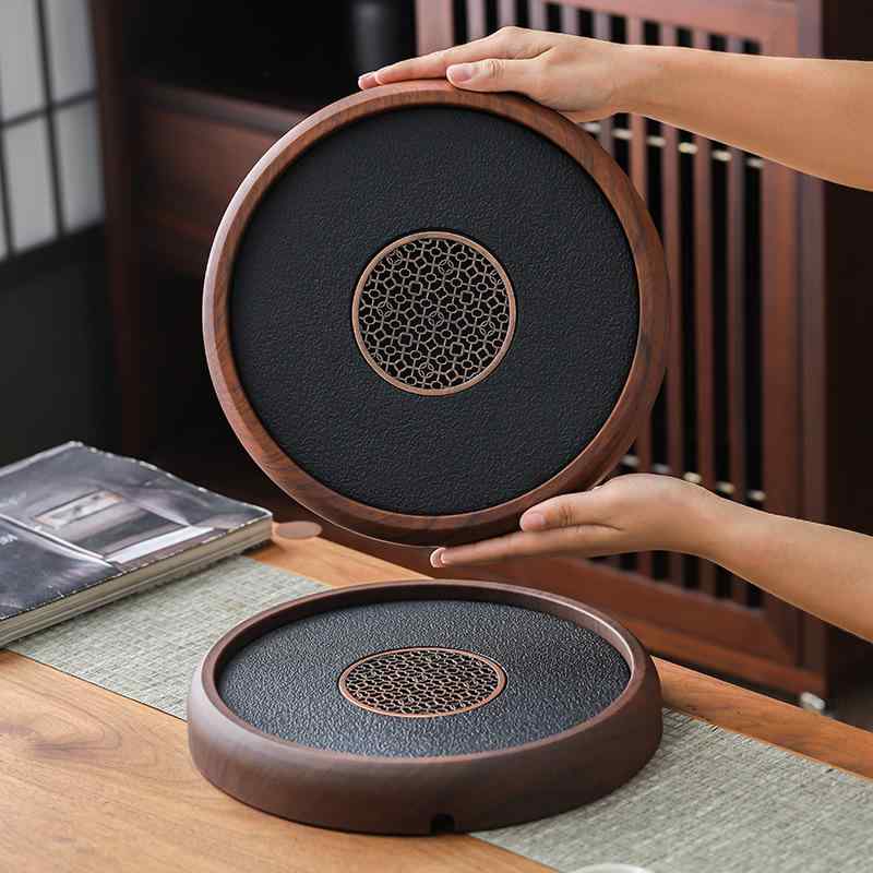 茶盤 中国風 新デザイン 家庭用 石板 木製 乾泡式 水切り 小型 功夫茶器 ティープレート モダン スタイ..