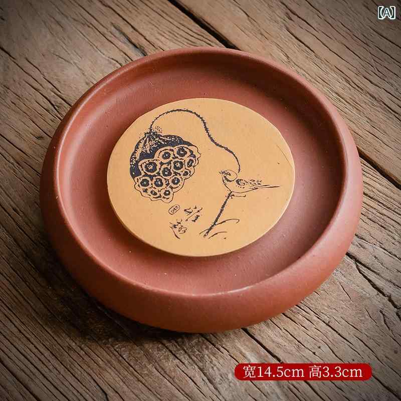 茶道具 紫砂 乾泡台 本格手作り 蓮模様 彫刻 茶盤 壺承 茶壺トレー 養壺盆 上質 和...