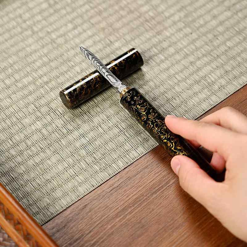 茶道具 漆塗り ステンレス 黒檀ハンドル プーアル茶 茶針 茶刀 茶葉崩し 本格 プロ仕様 高品質 耐久性 ..