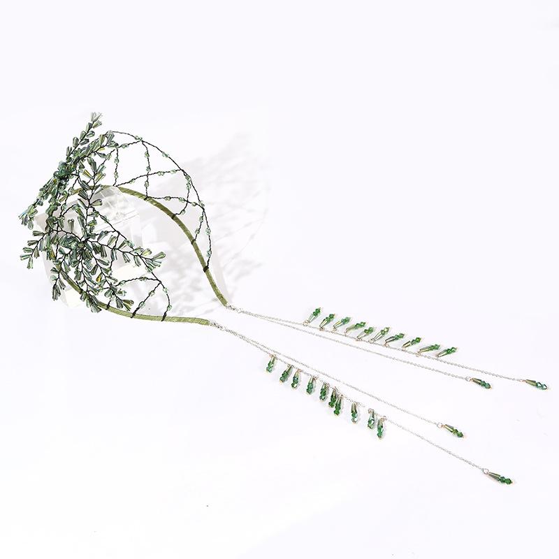 カチューシャ レディース 女性用 凝ったデザイン クリスタル フリンジ タッセル 高級感 雪の結晶 スノーフレーク ネット ブライダル 結婚式 パーティー ハンドメイド 華やか エレガント 上品(x2)