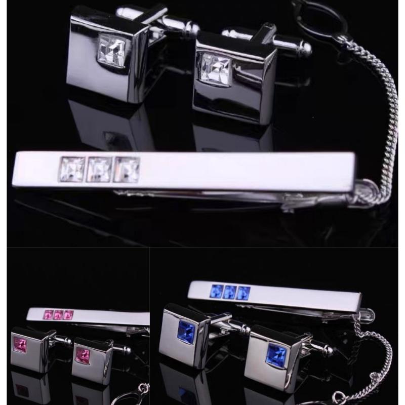 カフスボタン 男女兼用 スリーピースセット クリスタル 合金製 電気メッキ加工 高級感 上品 エレガント..