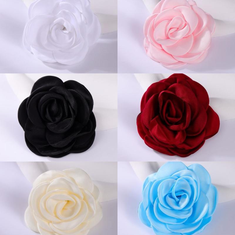 ブローチ 男女兼用 カメリア フラワー コサージュ 手作り 8センチ 合金製 電気メッキ加工 セーター コ..