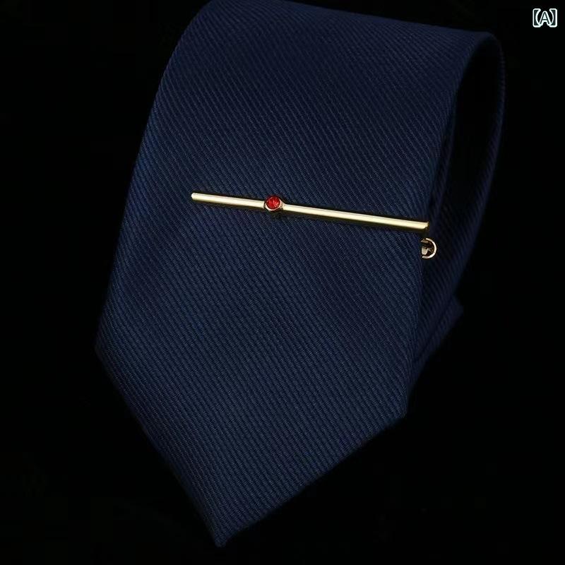 ネクタイピン メンズ ユニーク タイピン タイバー 銅製 電気メッキ加工 細長い スリム フォーマル ビジネス 結婚式 パーティー スーツ ゴールド ローズゴールド ブラック シルバー ラインストーン クリスタル(x2)