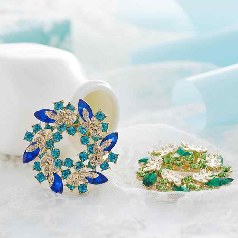 ブローチ フラワー クリスタル ラインストーン コサージュ スカーフクリップ 上品 エレガント 合金製 ..