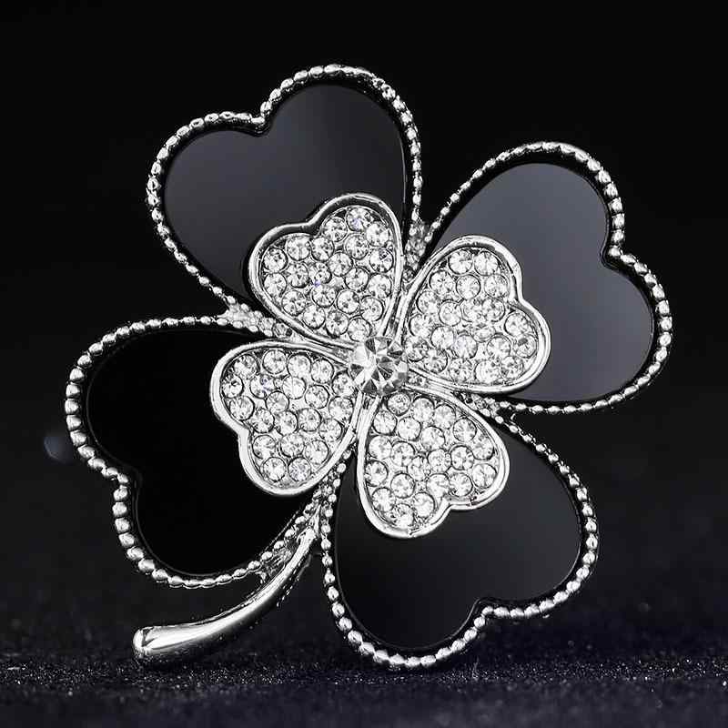 ブローチ メンズ 男性用 男女兼用 四つ葉のクローバー ハート ラインストーン アクリル 合金 スーツ ラペルピン スカーフクリップ ビジネス フォーマル ギフト ファッション 小物 アクセサリー ローズゴールド シルバー(x2)