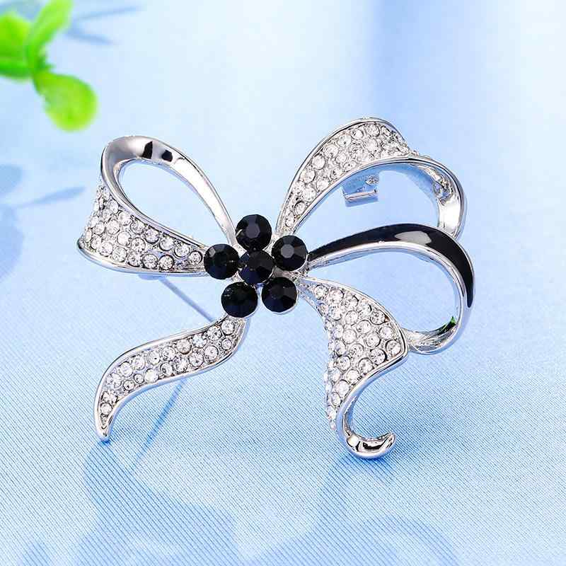 ブローチ リボン ラインストーン 韓国風 エナメル加工 電気メッキ加工 合金 シルバー ゴールド 上品 かわいい ファッション小物 アクセサリー パーティー フォーマル 結婚式 卒業式(x2)