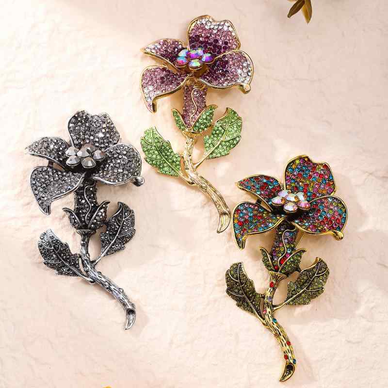 ブローチ レディース 欧米風 レトロ ヴィンテージ 木蓮の花 フルジルコニア エレガント 上品 高品質 合..