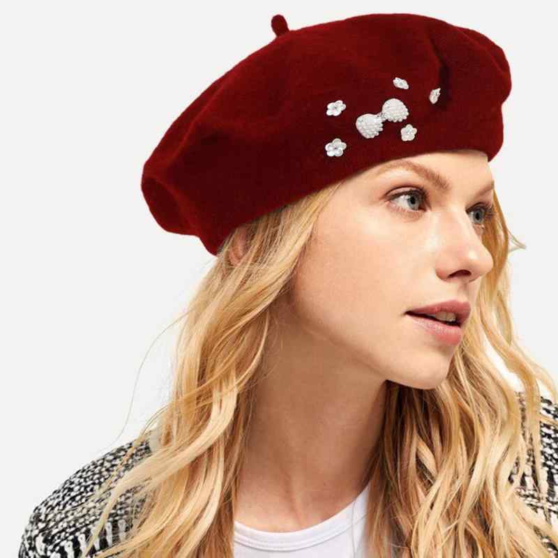 ベレー帽 画家帽 レディース 女性用 春夏 ファッション カジュアル おしゃれ 通気性 小顔効果 ウール混..