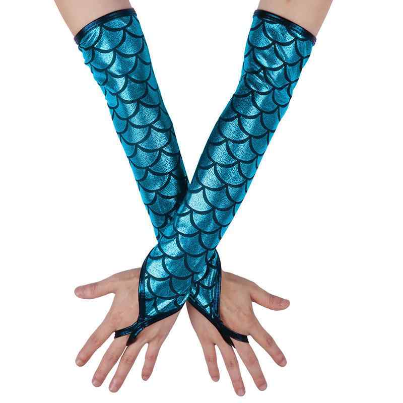 グローブ レディース 指なし手袋 エナメル パテントレザー オーロラカラー ホログラムカラー マーメイ..