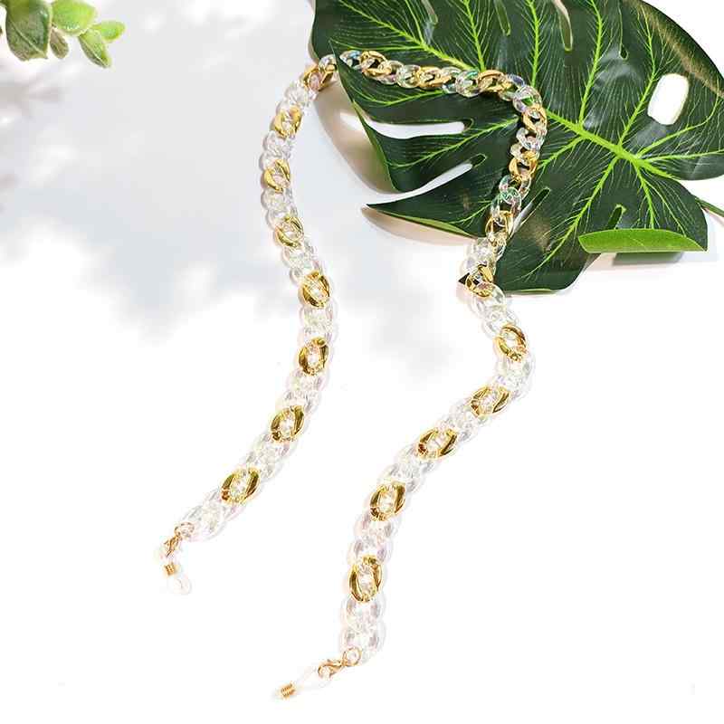 ファッション小物 春夏 欧米風 おしゃれ 眼鏡ストラップ グラスコード マスクチェーン カラフル 透明 アクリル 合金製 軽量 シンプル マルチユース 普段使い お出かけ用(x2)