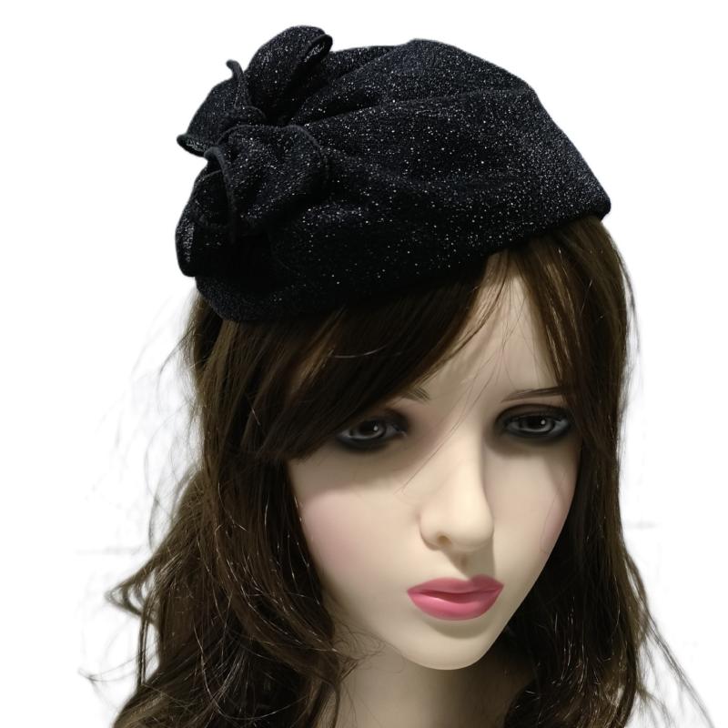 ヘアアクセサリー レディース トレンド レトロ チェック柄 秋冬 ミニハット風 カチューシャ ヘッドドレス 白髪隠し ブラック ネット素材 デイリーユース(x2)