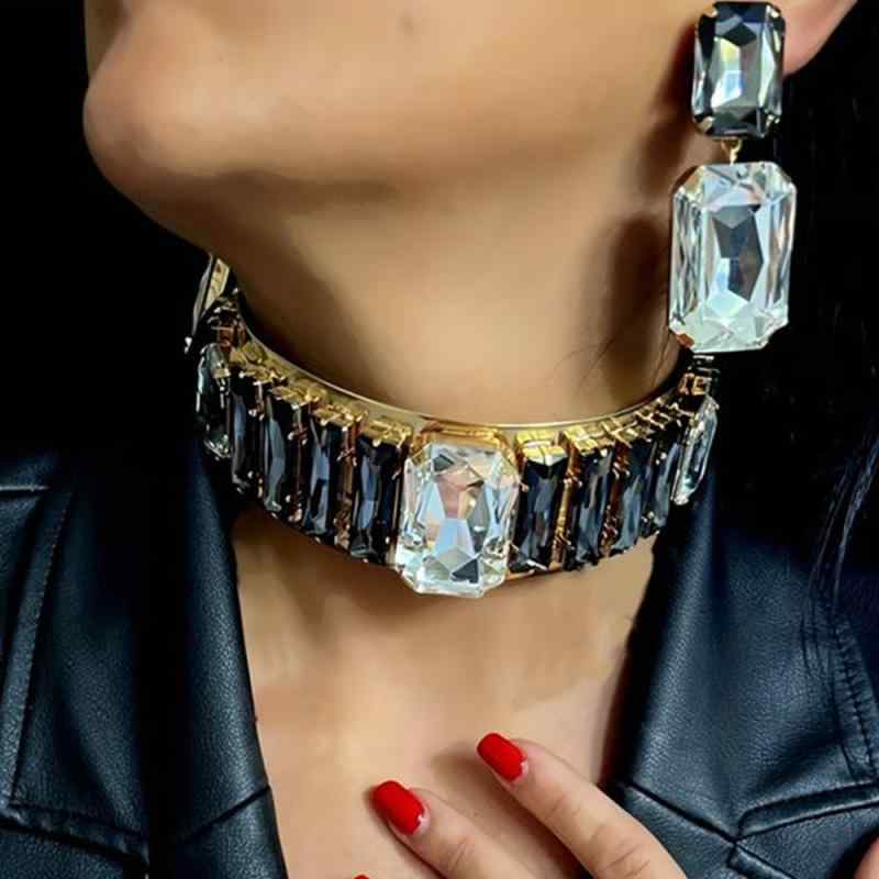 アクセサリー レディース スクエア ライトラグジュアリー 高級感 ネックレス ピアス イヤリング ラインストーン 電気メッキ加工 ゴールド シルバー 欧米風 3点セット ジュエリーセット