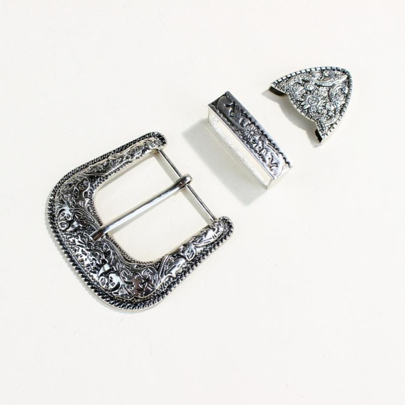 ベルト ユニセックス 男女兼用 欧米民族調 アンティーク調 フローラル柄 アラベスク 高級感 合金製 D字 ピンバックル ラインストーン 3点セット