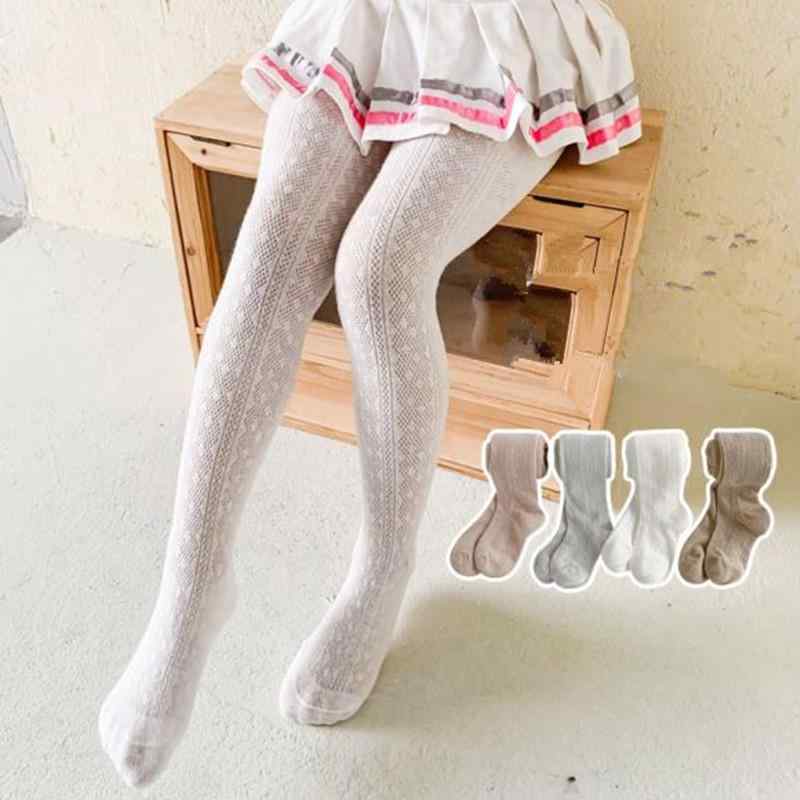 タイツ 女児 キッズ 夏 薄手 コットン メッシュ 無地 虫よけ 通気性 普段使い お出かけ かわいい 幼児 ..