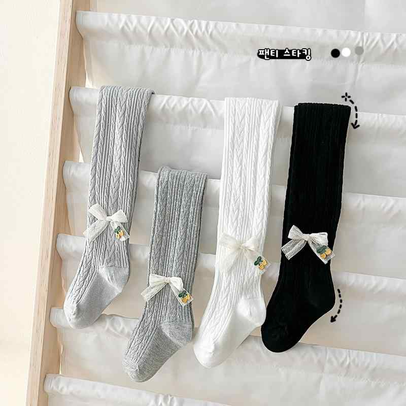 タイツ 女の子 キッズ 子供 綿 春夏 麦穂柄 ケーブル編み さくらんぼ リボン 股開き 通気性 中厚手 伸縮性 普段使い 通園 通学 ソックス レギンス