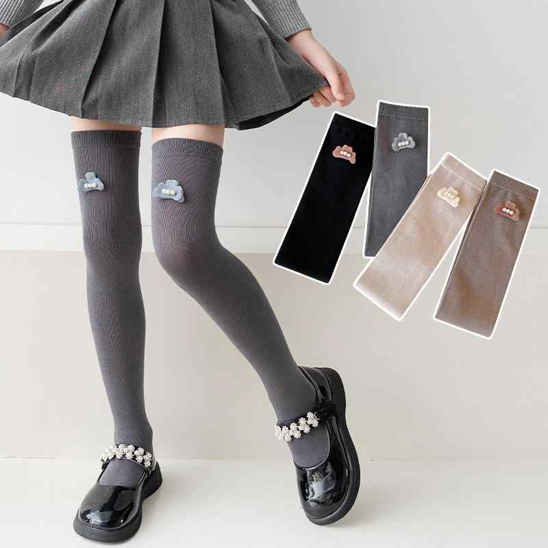 靴下 キッズ 女の子 スクールソックス JK風 制服 ニーハイソックス オーバーニー 綿 コットン 毛玉防止..