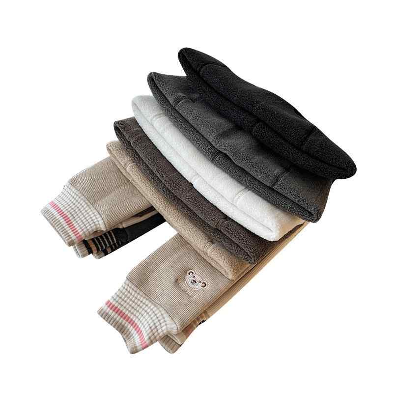 レギンス 女の子 キッズ 秋冬 裏起毛 厚手 綿 コットン 保温 防寒 暖かい 刺繍 くま かわいい ウエスト..