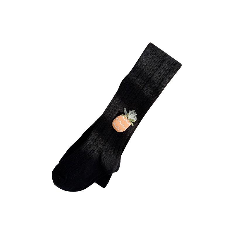 キッズ 女の子 タイツ ニット 立体パイナップル柄 コットン 綿 かわいい おしゃれ 通気性 吸湿性 中厚手 普段使い お出かけ 小学生 幼児 春秋