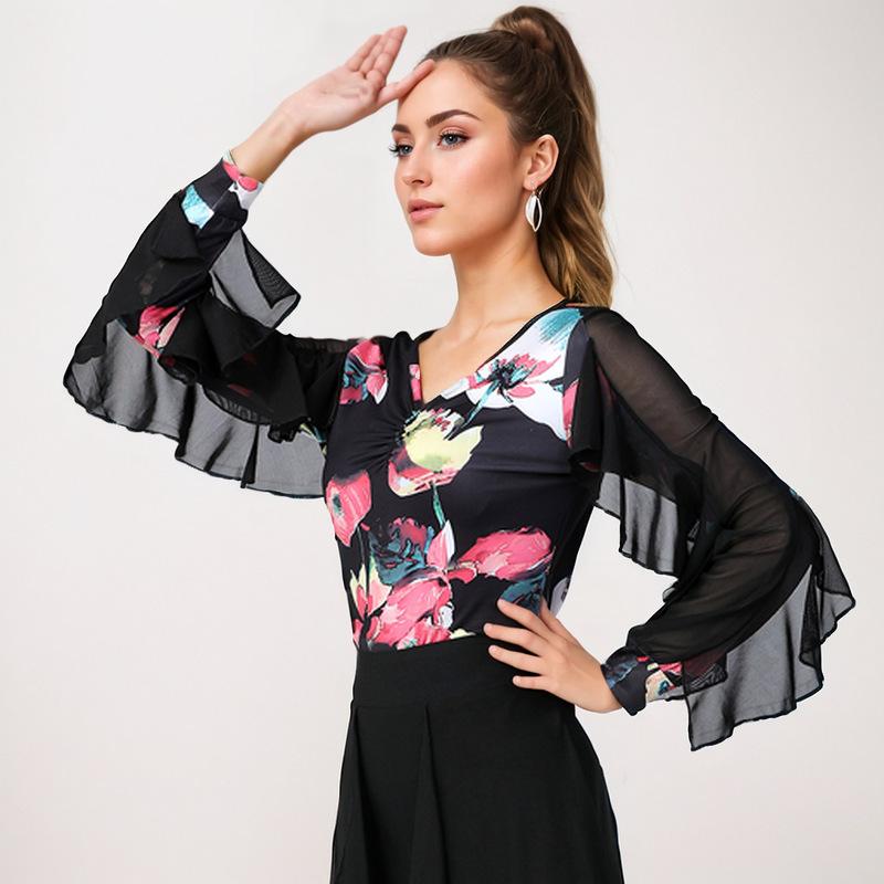 ダンスウェア 女性用 スタンダード モダン ラテン トップス ダンス衣装 練習着 レッスン 発表会 ステー..