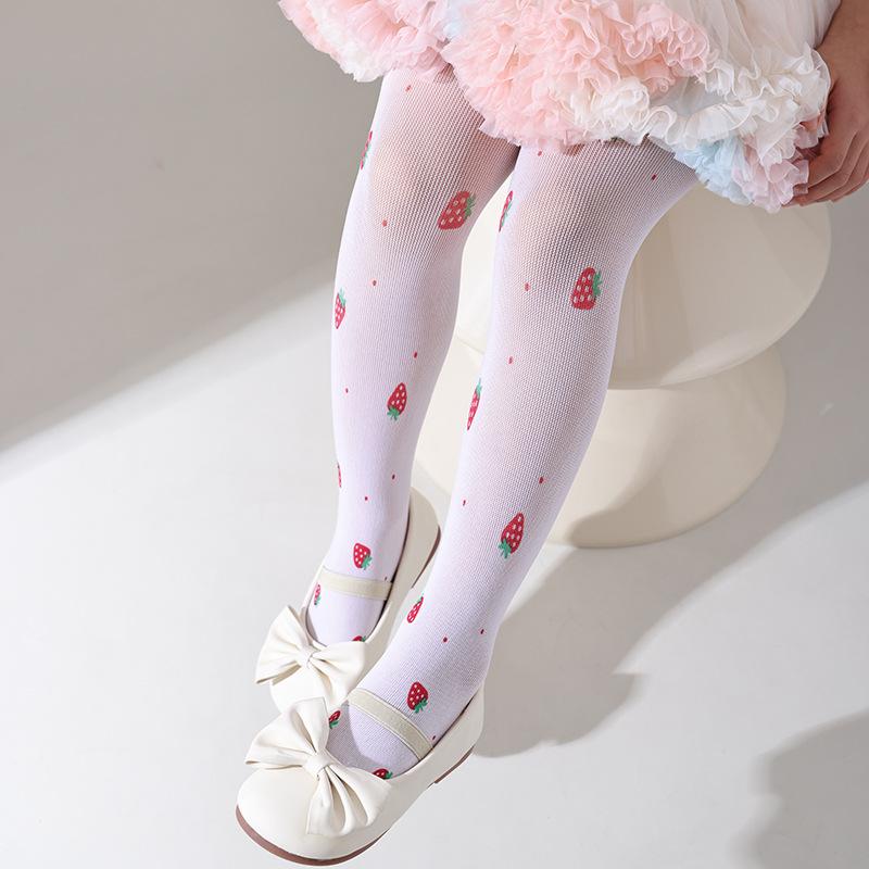 タイツ 女の子 キッズ 夏用 薄手 メッシュ プリント 通気性 伸縮性 ナイロン 虫よけ かわいい おしゃれ 普段使い パンスト 小学生 幼稚園児