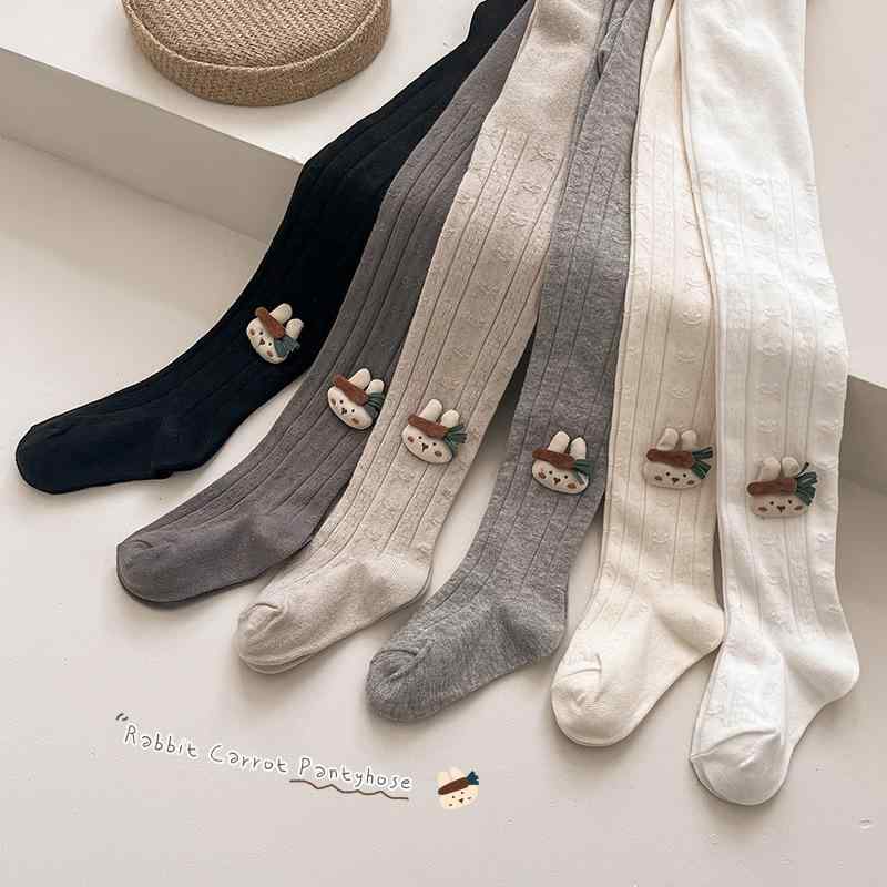 タイツ 女の子 キッズ 子供 春秋 キャラクター うさぎ ラビット かわいい 開閉可能 股開き 外出用 普段使い レギンス スパッツ 綿 通気性 白 グレー 黒 アイボリー ベージュ パープル系