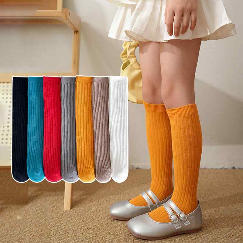 靴下 女の子 子供 キッズ ベビー クルー丈 ミドル丈 細ストライプ 縦縞 無地 ルーズソックス かわいい ..
