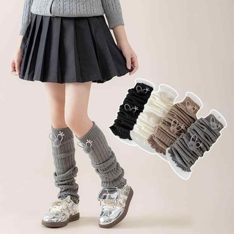 レッグウォーマー キッズ 女の子 ベビー ポンポン付き かわいい 綿混 暖かい 防寒 ロング丈 ルーズ く..