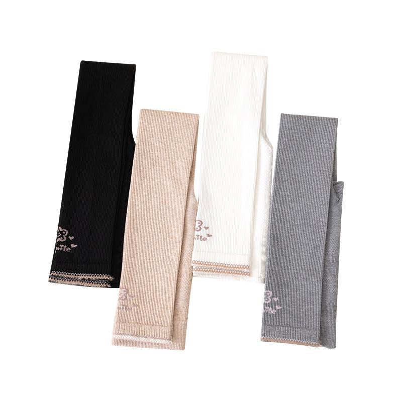 レギンス キッズ 女の子 縦ストライプ 花柄ロゴプリント 9分丈 足つき ウエストゴム ミドルウエスト コ..