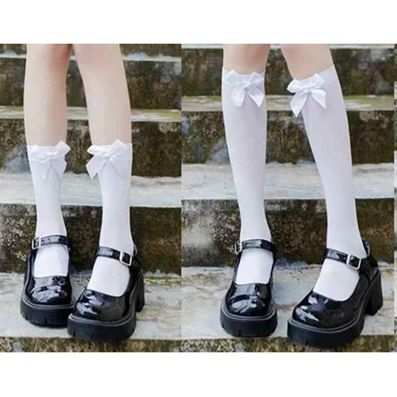 靴下 キッズ 女の子 ベルベット ロリータ 無地 スクール風 JKスタイル クルー ミドル ニーハイ オーバ..