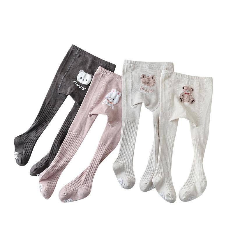 タイツ ベビー キッズ 男の子 女の子 男女兼用 春秋 滑り止め付き お尻ゆったり マチ付き キャラクター 動物柄 レギンス 綿 コットン 通気性 快適 かわいい おしゃれ 部屋着 普段使い