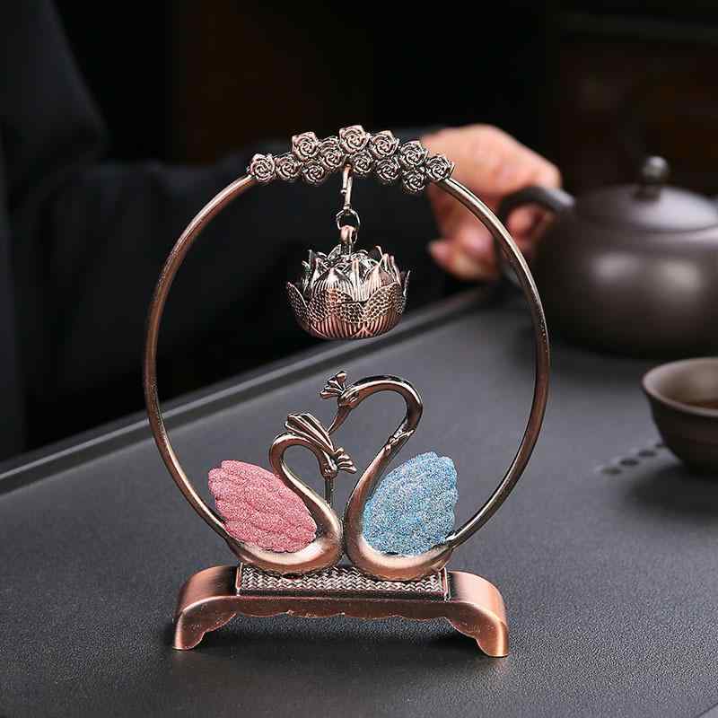 香炉 吊り下げ 仙鶴 祥雲 家庭用 白檀 お香立て おしゃれ 置物 亜鉛合金製 金属製 電気メッキ加工 中式 レトロ アンティーク調 風水 縁起物 幸運 開運 仏具 インテリア 飾り オブジェ 青銅色 赤銅色