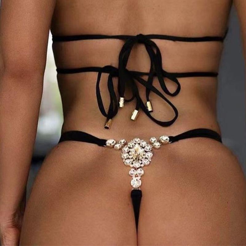 ボディアクセサリー レディース ラインストーン セクシー ビキニ Tバック ショーツ ローライズ 細ベルト ゴールド シルバー きらきら ゴージャス 欧米風 水着 フェス ダンス 衣装 春夏
