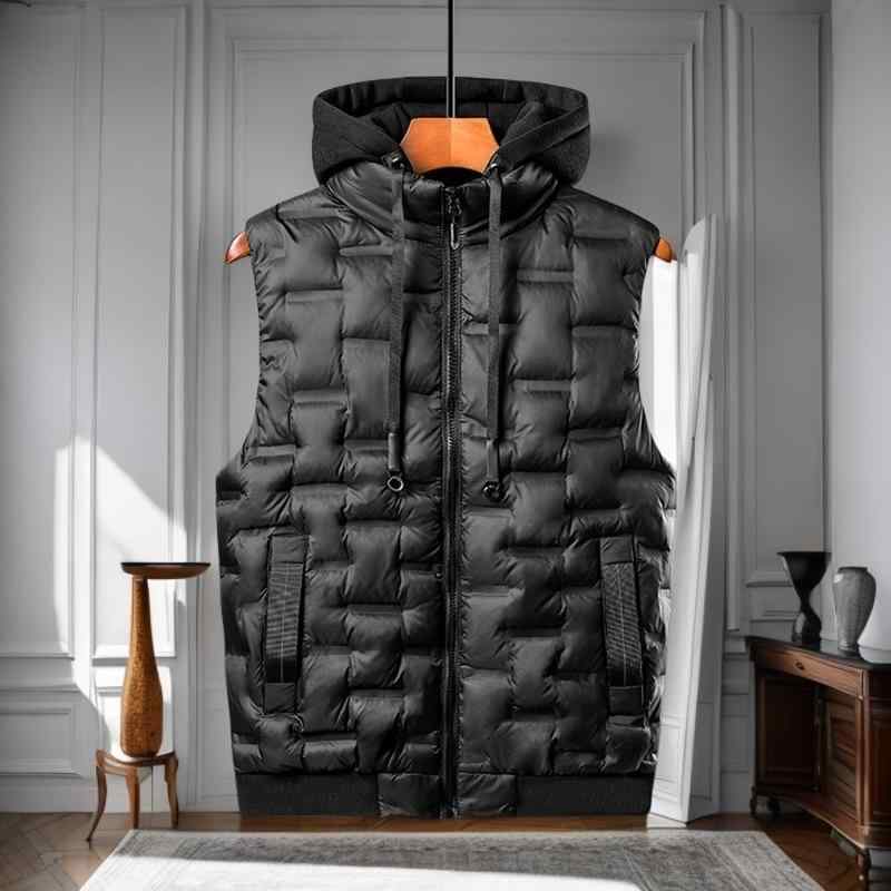 ベスト メンズ 秋冬 フード付き 中綿入り コーデュロイ ジレ 保温 防寒 韓国風 韓流 カジュアル トレン..