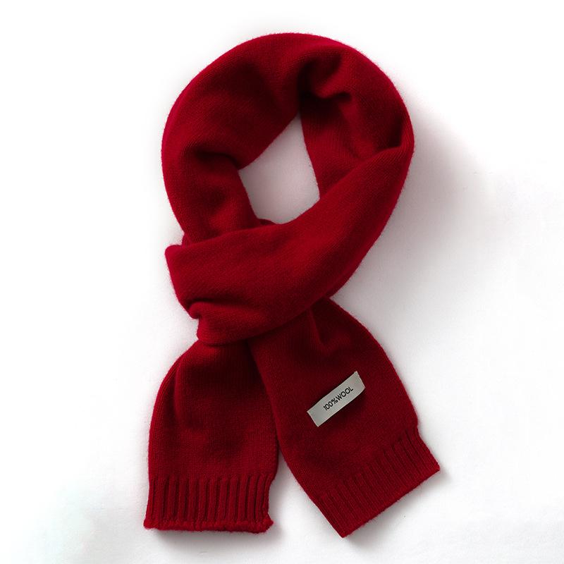 ネックウォーマー キッズ 男の子 女の子 子供用 100% ピュアウール 羊毛 ニット 編み物 保温 暖かい 防寒 ミディアム丈 韓国風 シンプル 秋冬 キャメル ブラウン ブラック