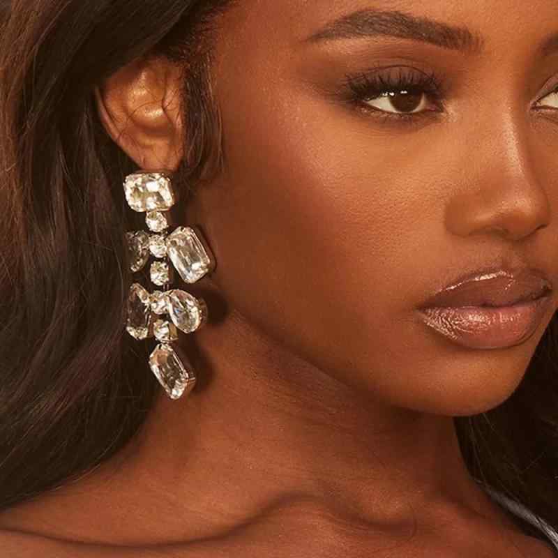 ピアス レディース 幾何学 欧米風 高級感 輝くラインストーン 個性的デザイン スクエア レトロ 電気メッキ加工 ゴールド シルバー 秋冬 ヴィンテージ風