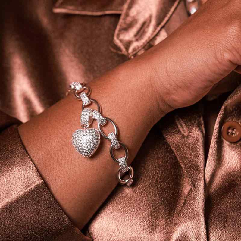 ブレスレット レディース シンプル 高級感 エレガント インスタ風 おしゃれ ハート チャーム ラインス..