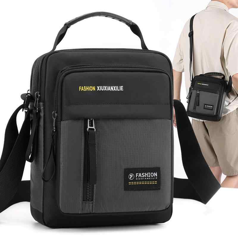 メンズ ショルダーバッグ 男性用 肩掛け カジュアル おしゃれ 縦型 スポーティー 旅行 普段使い ナイロン 防水 8インチタブレット収納 コンパクト 斜め掛けバッグ(4)