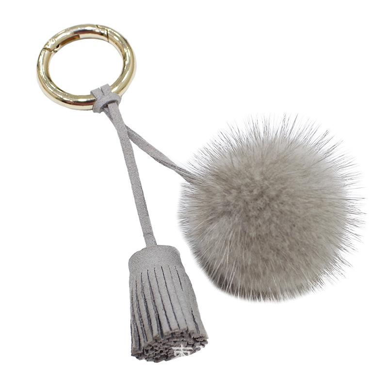 キーホルダー リアルミンクファー ポンポン タッセル バッグチャーム ストラップ おしゃれ かわいい 高..