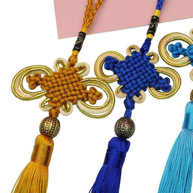 吊るし飾り 中国結び 縁起物 吉祥結び 如意結び 金縁飾り ゴールドカラー 8連 ビーズ タッセル 房飾り ..
