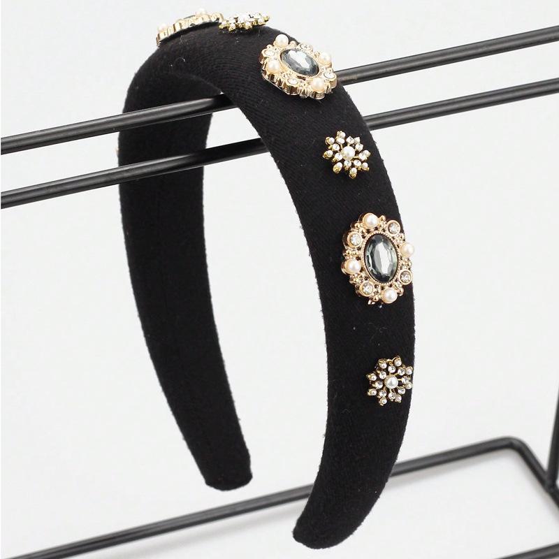 ヘアアクセサリー レディース 女性用 高級感 花 フラワー カチューシャ ヘッドバンド 韓国風 かわいい パール パール エレガント レトロ アンティーク風 バロック風 個性的 デザイン性 ラインストーン グレー