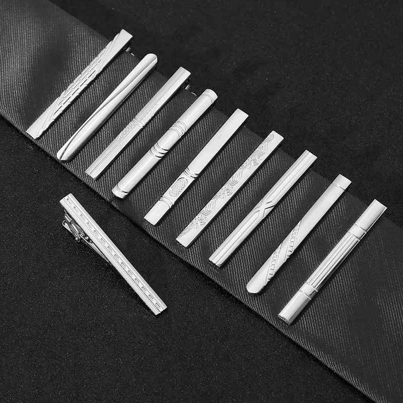 ネクタイピン メンズ シンプル ビジネス スーツ アクセサリー シルバー ストライプ柄 幾何学デザイン ..