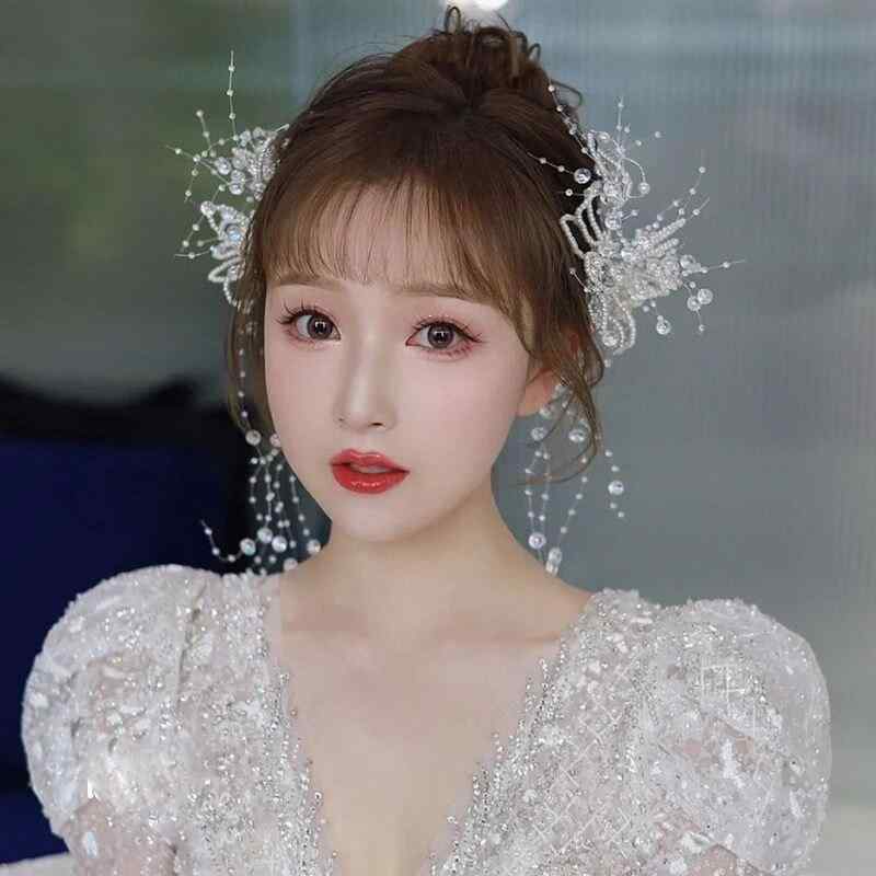 ヘッドドレス レディース ブライダル ウェディング 花嫁 結婚式 披露宴 前撮り ナチュラル ボヘミアン 上品 高級感 ハンドメイド ビー..