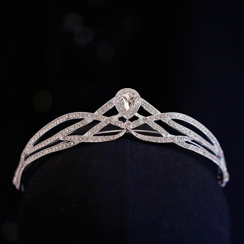 ティアラ 花嫁 ウェディング ブライダル プリンセス 王冠 ロマンチック 上品 繊細 シンプル 合金 ライ..